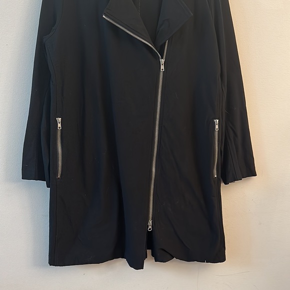 Eileen Fisher Black Moto Zippered Trench Jacket women’s Medium - Picture 5 of 9